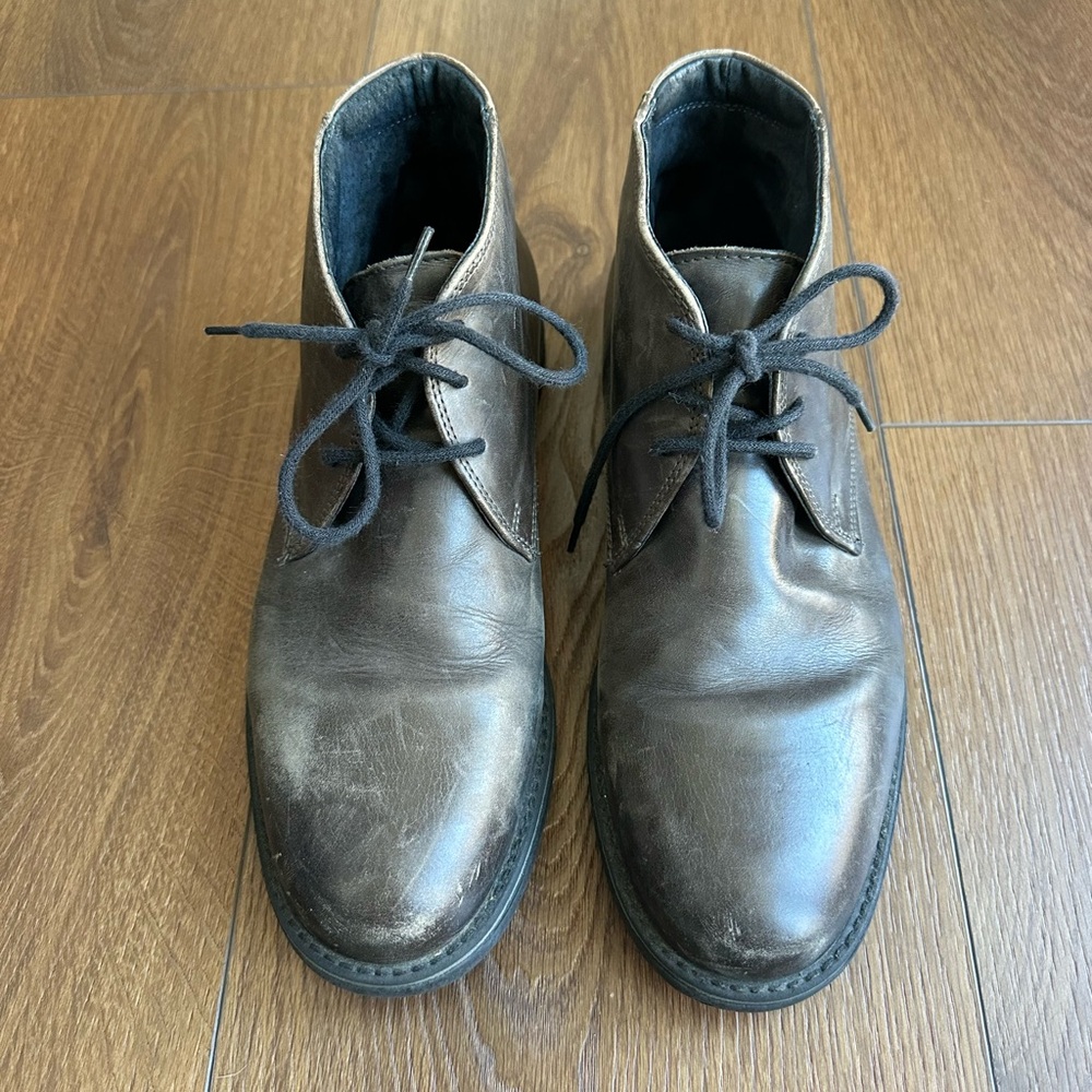 Alfani Brown Leather Lace-Up Dress Boots